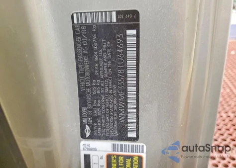 2008 Mini Cooper из США, поврежденный, VIN WMWMF33578TU64693